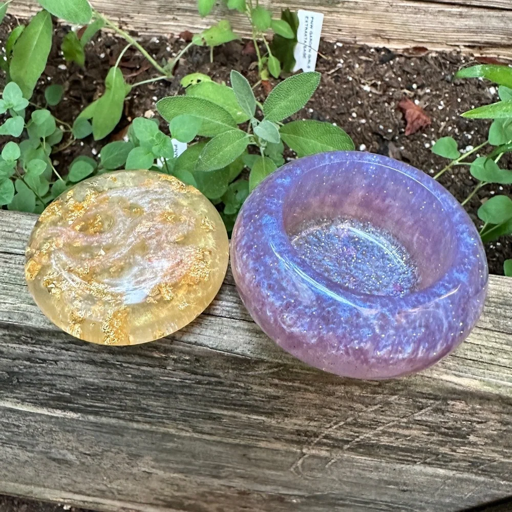 Handcrafted Purple & 24k Gold Dragon Shimmer Glitter Decorative Trinket Jar - Picture 3 of 12